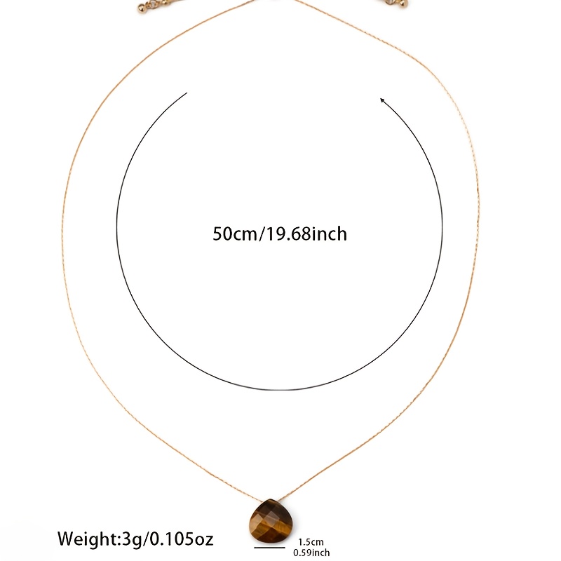 Adjustable Tiger's Eye Necklace with Diamond Cut Drop Pendant