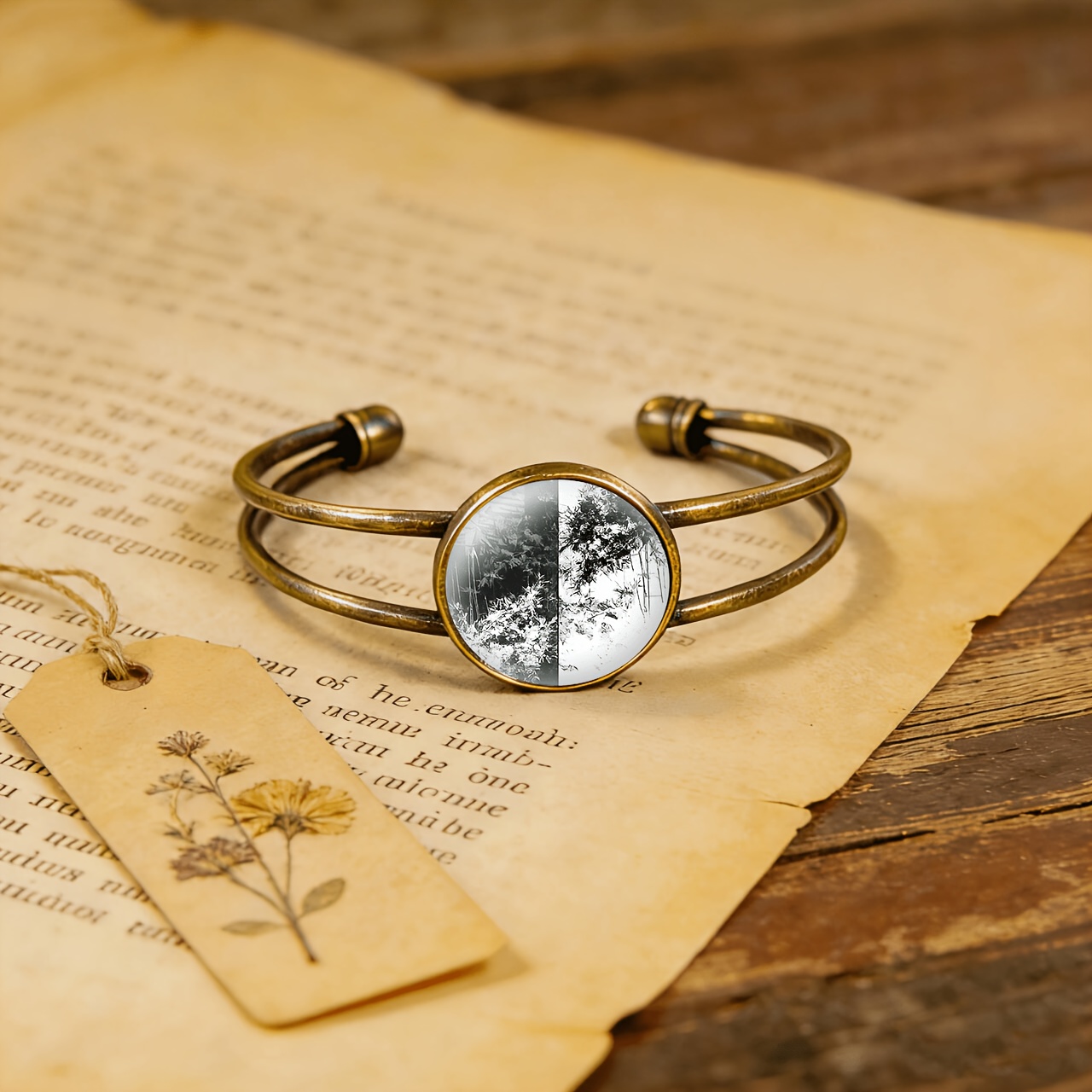 Antique Cyan Double-Layer Adjustable Open-End Bangle