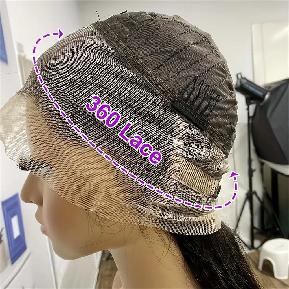 180 density 360 wig human hair full lace straight frontal wig with hd lace and   details 2