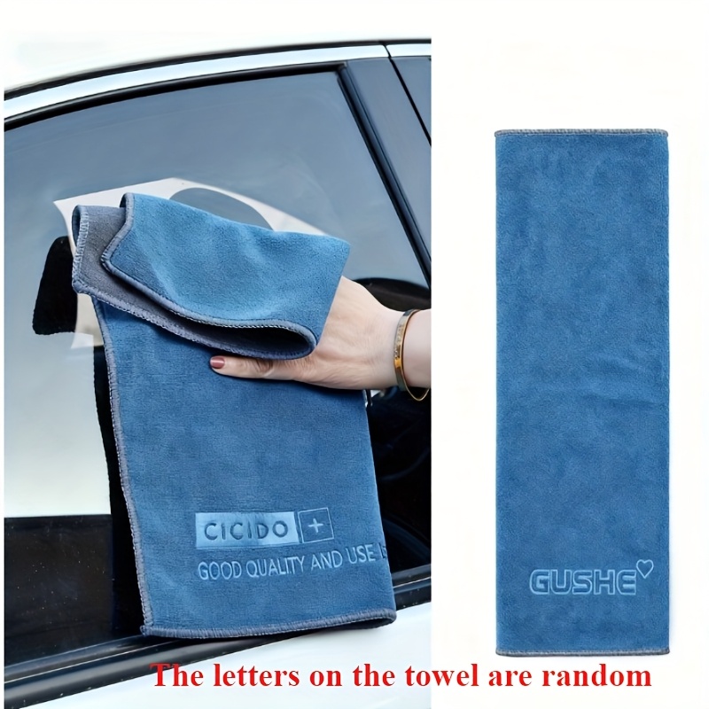 TEMU A Car Cleaning Towel, Thick And Absorbent, Leaves No On Glass, Suitable For Car Interiors, And A Soft Drying Towel For Washing Towel Letters Are Randomized