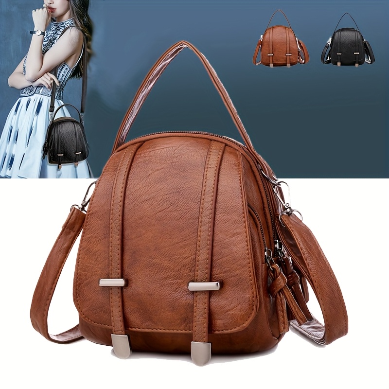 mini womens fashion vintage crossbody bag solid color small handbag for daily commuting single shoulder bag with multiple pockets and compartments lipstick wallet travel double shoulder bag Product details 0