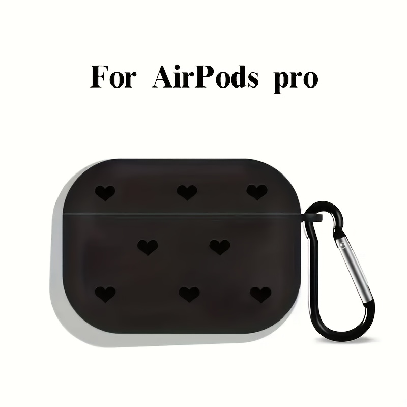 Image of New Fashionable Black Heart Wave Dot Protective Case For Airpods 1/2, 3 & Pro - Soft Tpu Wireless Headphone Case, Perfect Gift For