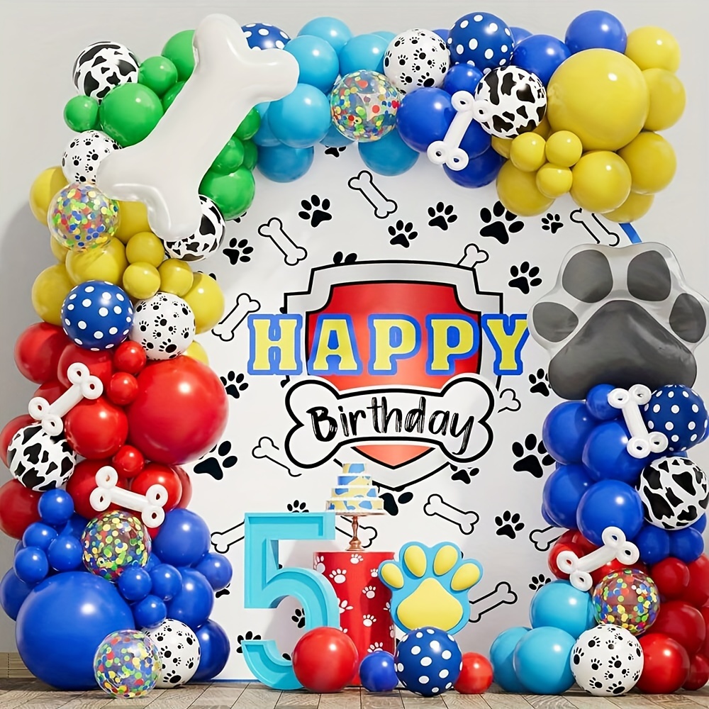 

140pcs Dog Paw Balloon Arch, Color, Elliptical Shape, Aluminum Foil Balloons With Prints, Dog Theme, Birthday Party Supplies, Shower Decor, No Power Required, 1 Pack