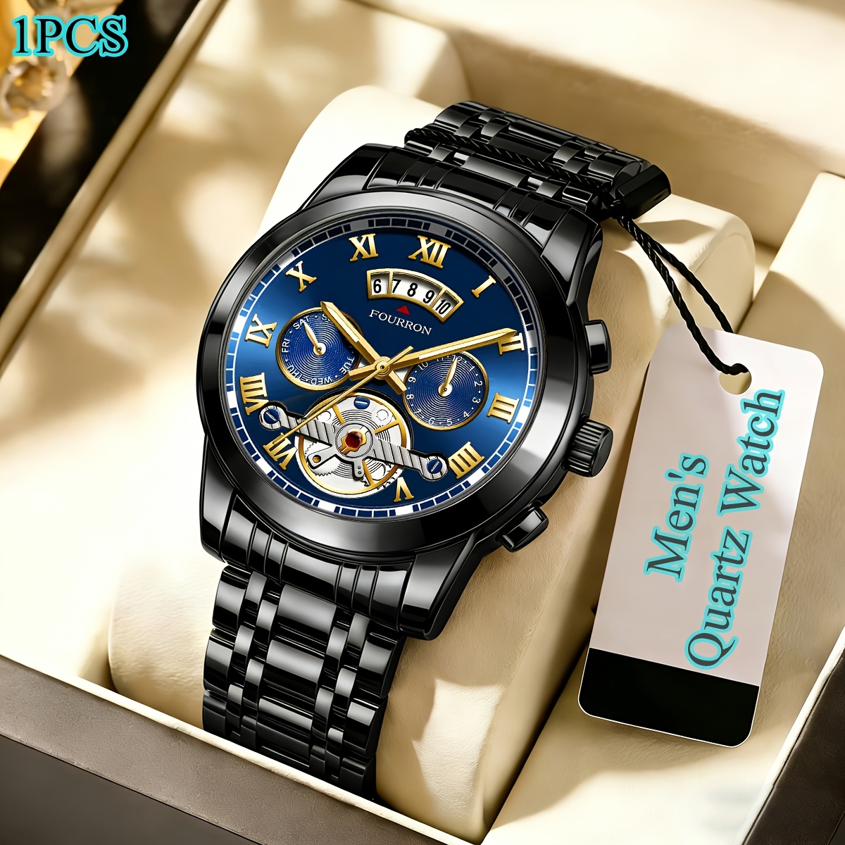 Elegant Stainless Steel Quartz Watch with Calendar Water Resistant Poedagar Elegant Men main image 3