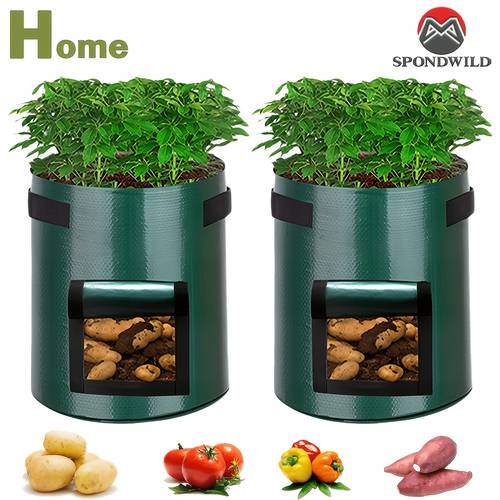 item picture 2 packs of 3 gallon 7 gallon and 10 gallon garden potato planting bags featuring panels and handles made from breathable fabric heavy duty vegetable planting bags are suitable for tomatoes fruits carrots onions potatoes strawberries