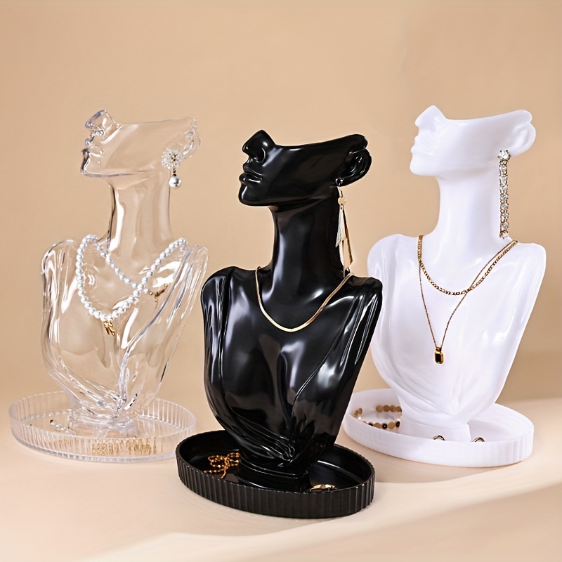 

Elegant Jewelry Display Mannequins: Black, White, And Clear Options - Pc Material - Perfect For Organizing And Showcasing Necklaces, Earrings, And Pendants