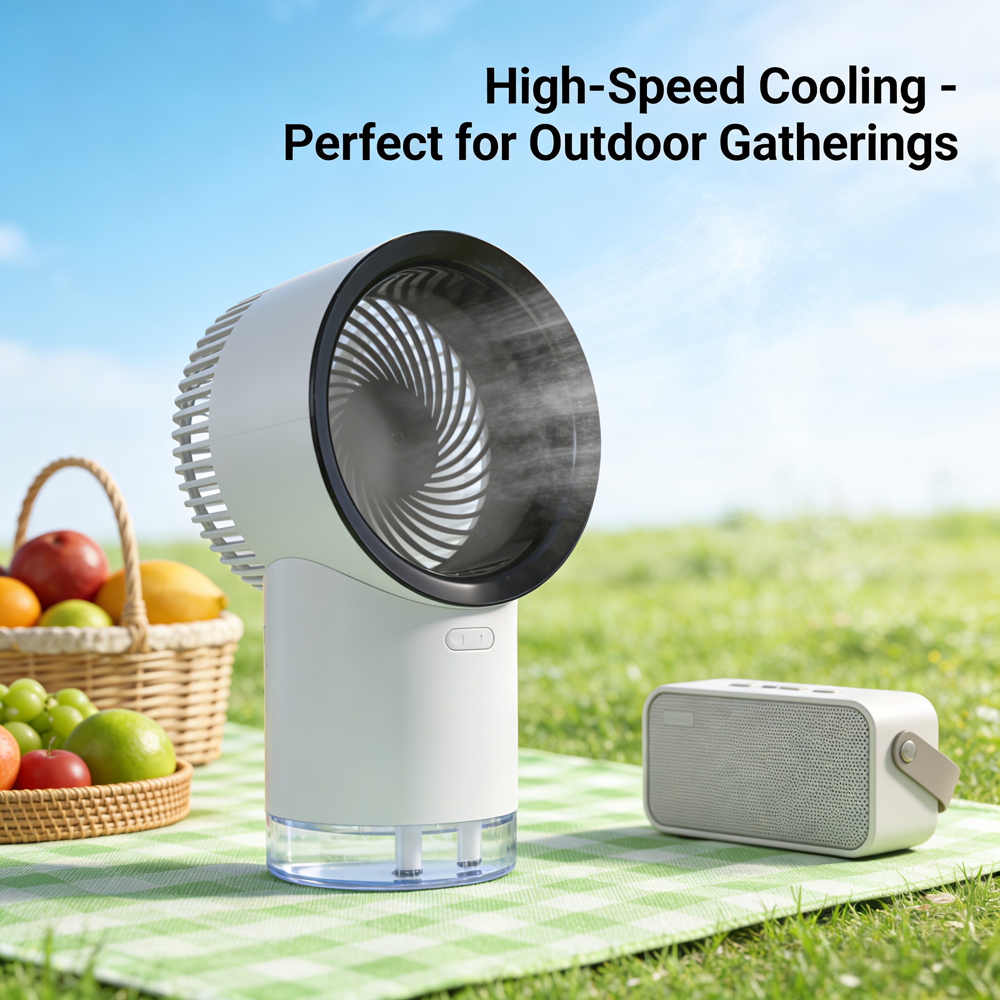 Silent And High-Speed, Portable Water-Cooled Air Conditioner, Desktop Spray Humidifying And Cooling Fan, USB Charging, Cooling Humidifier - Three-Speed Wind Adjustment, Suitable for Office, Dormitory, Bedroom, Outdoor Use, And Travel
