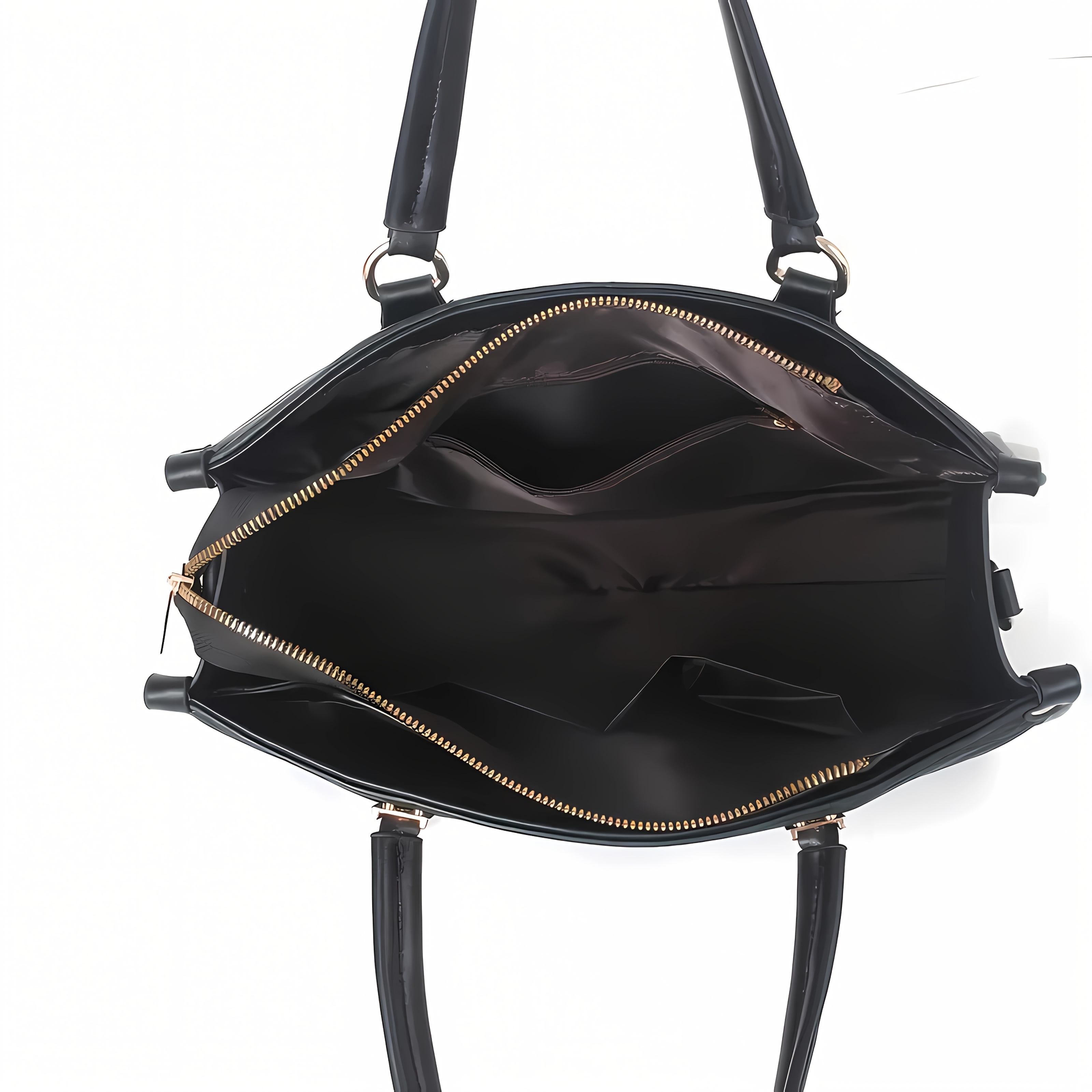 elegant womens genuine leather tote bag large capacity shoulder handbag with zipper closure multiple compartments adjustable shoulder strap white black hand   clean versatile for work casual   sophisticated accessory textured finish Product details 3