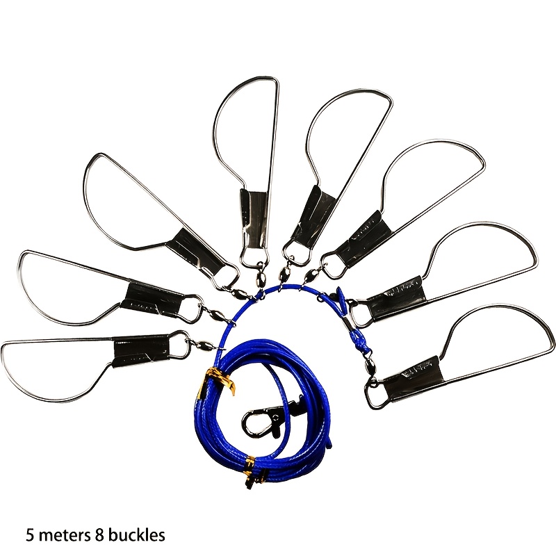 TEMU HQZOOMEE Épuisette à Poissons en Acier Inoxydable Robuste avec Crochets Rotatifs et Câble Acier Sécurisé, Outil de Pêche Portable pour Stockage