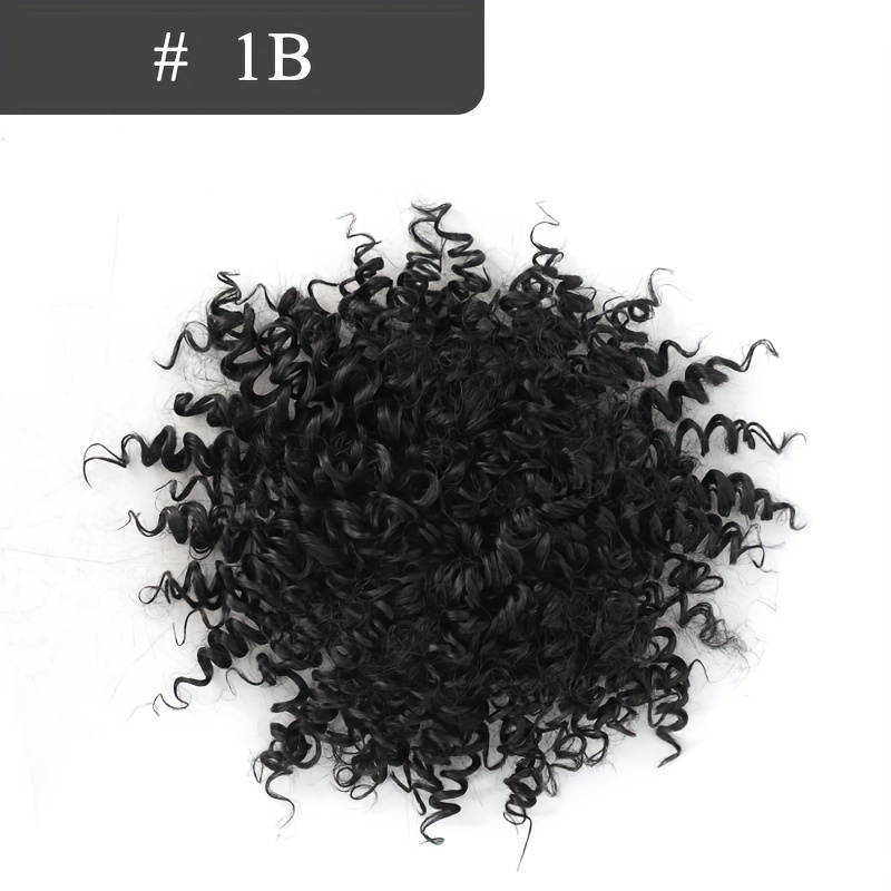 TEMU Synthetic Afro Curly Hair Bun Clips For Women Rubber Band Extensions Natural False False Hair High Temperture Fiber For Women Girls