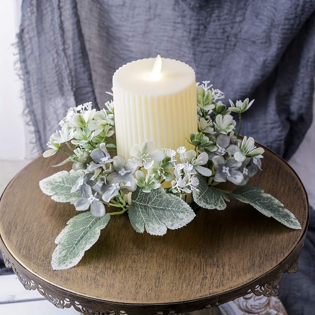 elegant artificial flower candle rings scented wreath Temu Canada