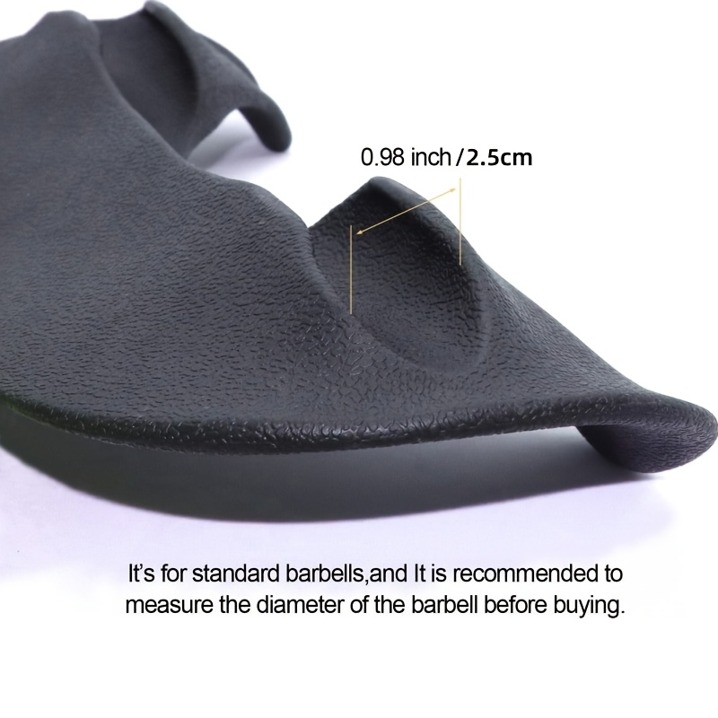 A barbell neck pad with measurement details on a white background