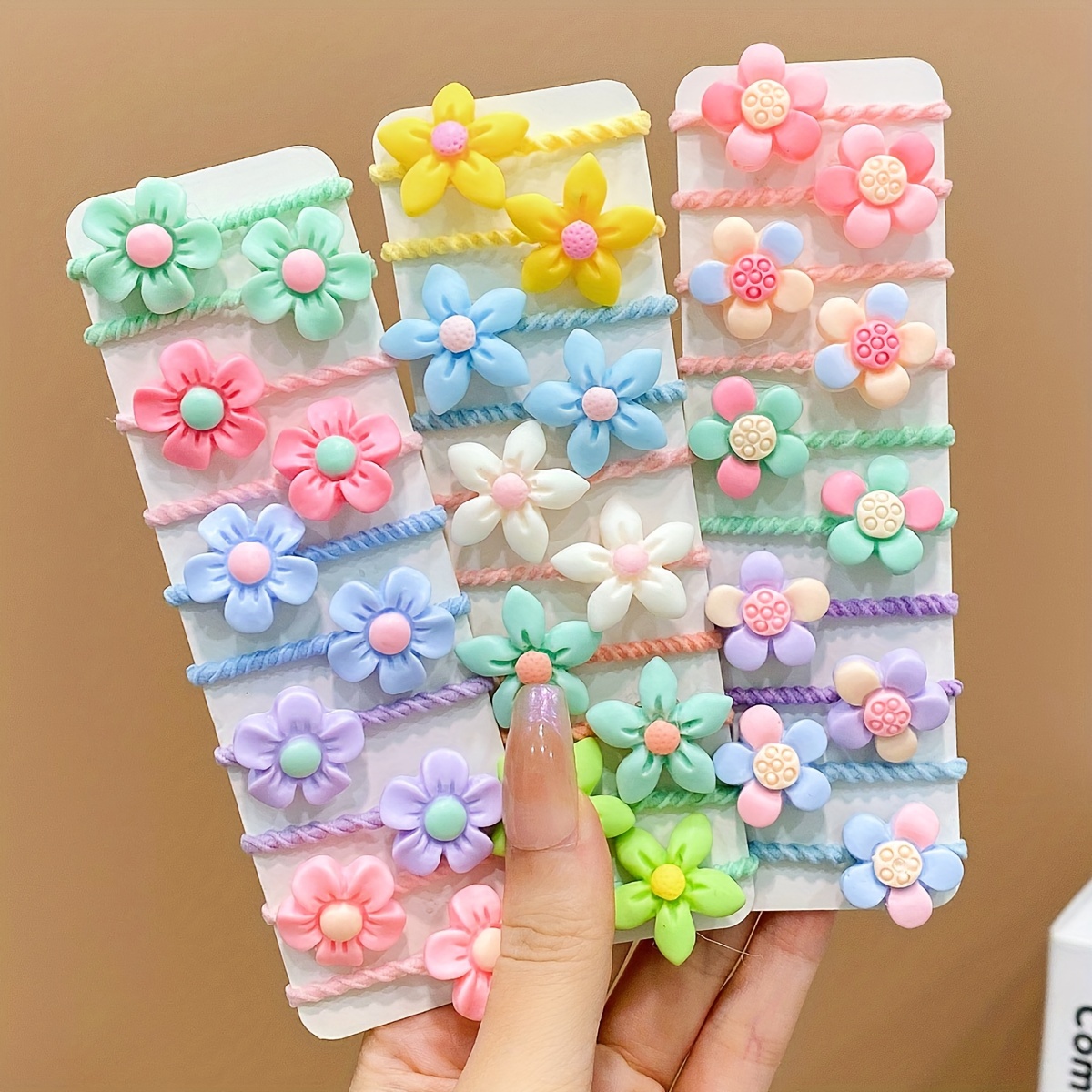 

30pcs Cute Floral Hair Ties For Girls - Hair, Colorful Resin Flower Bands, Everyday & Casual Wear, Colorful Flowers, Hair Tie, Non-damaging, Cute Hair Accessory