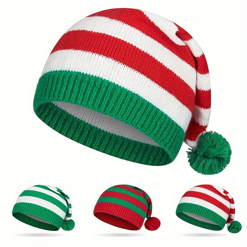 

Christmas Striped Long Tail Hat Santa Claus Knitted Hat Suitable For Christmas Party And Holiday