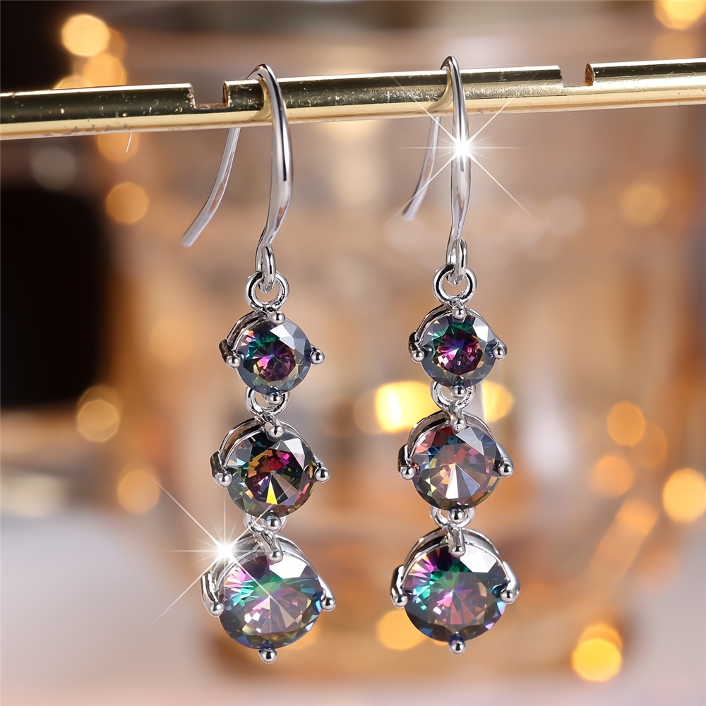 TEMU Une paire de boucles d'oreilles colorées en pour femmes, longues et élégantes, parfaites comme cadeau pour une , une ou une mère