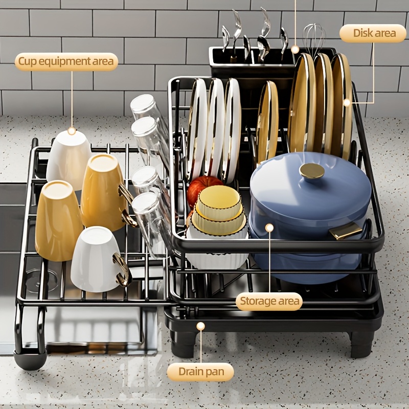 expandable kitchen dish drying rack space saving rust proof Temu