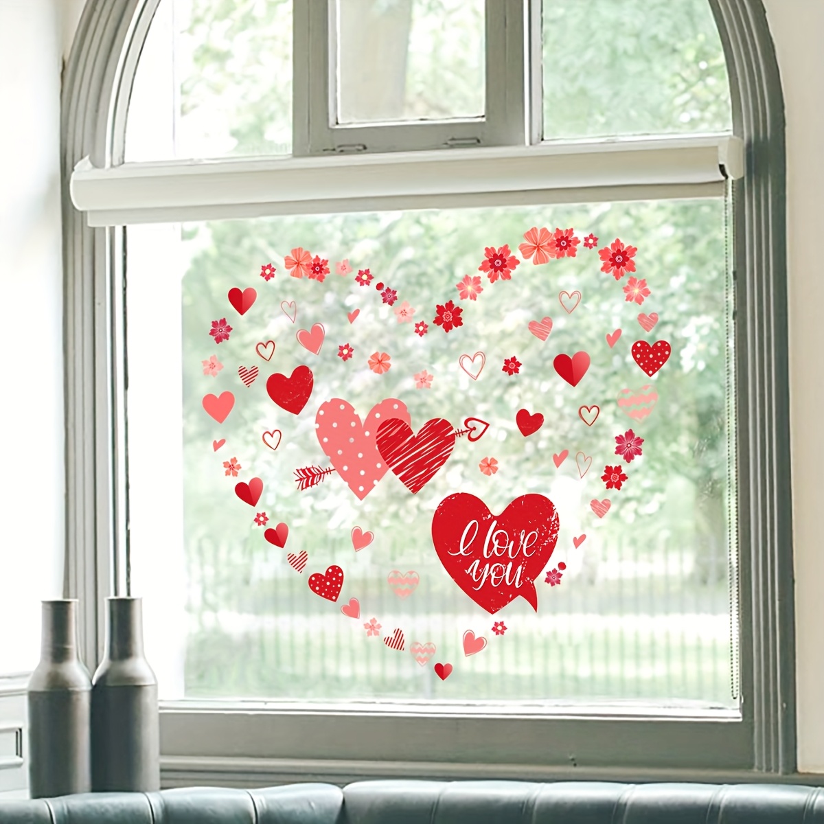 

3 Sheets Valentine's Day Love Heart Window Clings, Double-sided Static Decals For Bathroom Decor, "i Love You" Message, Removable Bathtub Stickers Ct035