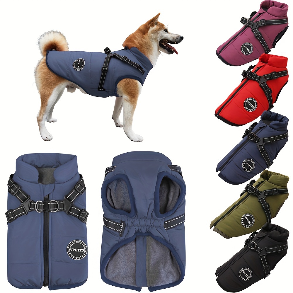 

Adjustable Waterproof Dog Coat With Reflective Fleece Lining, Adjustable Buckle And Double D-ring Harness For Small, Medium, And Large Dogs