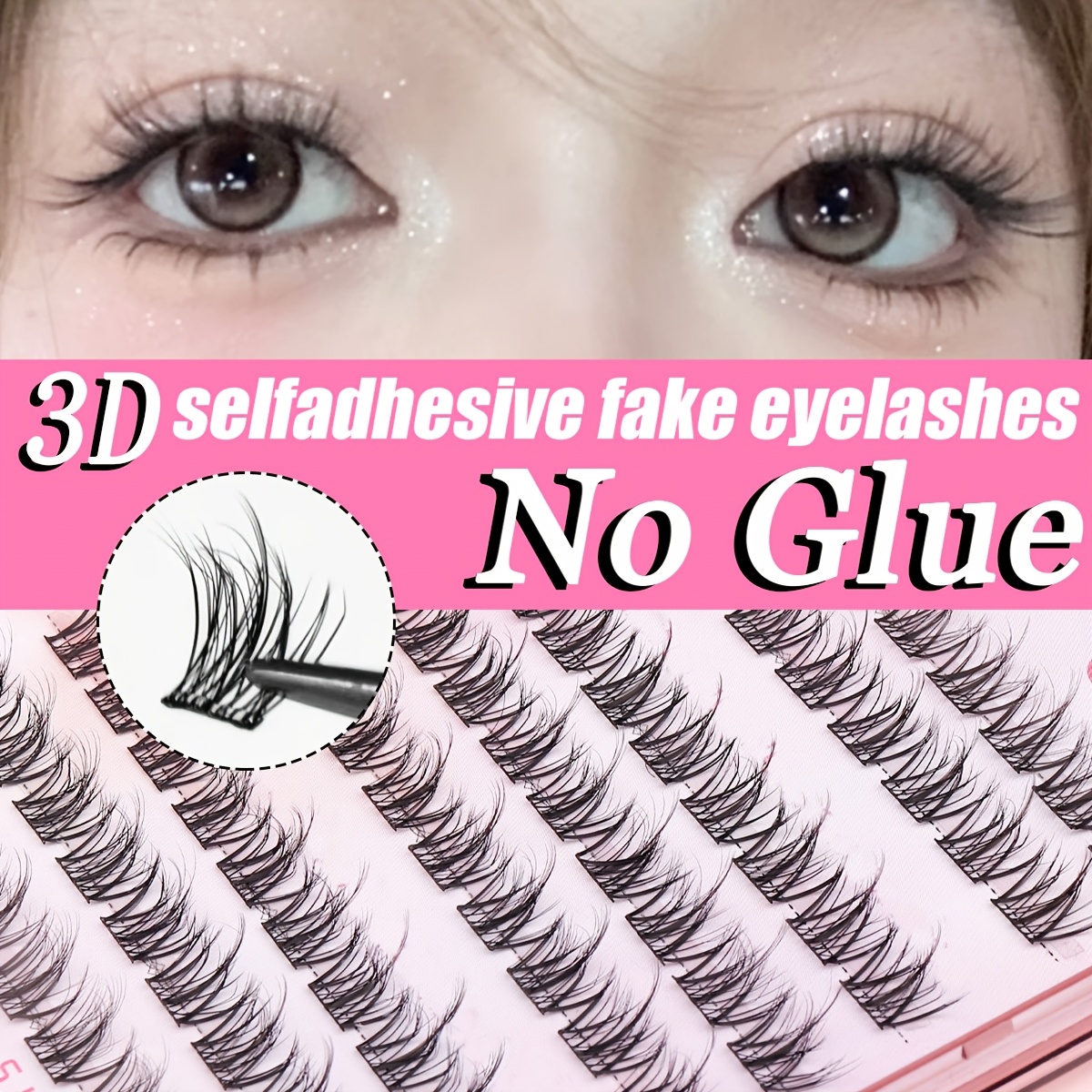 

80 Of 5d Mink Eyelash Self-adhesive With For Glue The False Eyelashes Present A Fluffy And Messy Look Easy To Apply And Reusable