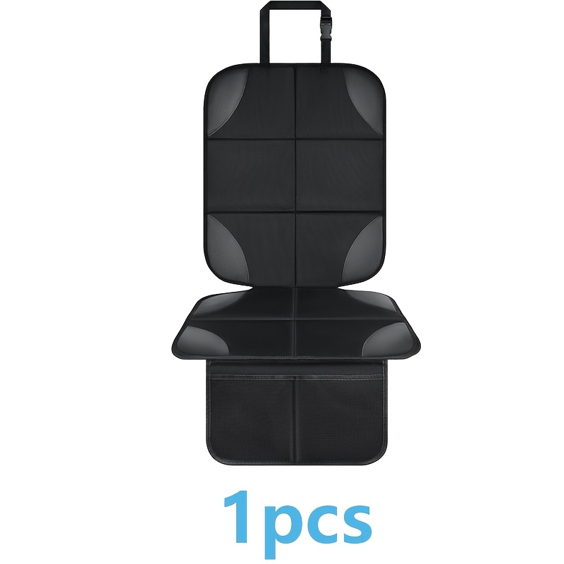 TEMU Universal Seat Protector | Thick Seat Cushion Cover With Non-slip Backing, Mesh Pocket, Black Oxford Cloth, Knit Fabric, No Filler