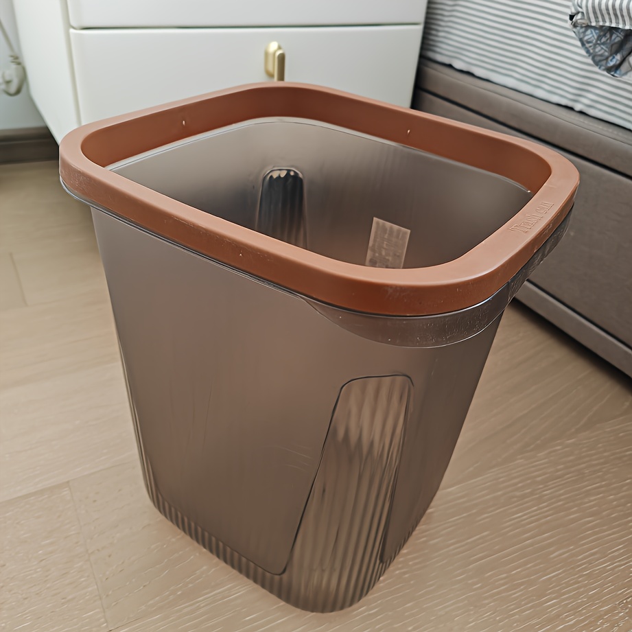 2pcs heavy duty plastic trash can with open top lid odor resistant leakproof cylindrical bin suitable for kitchen bedroom office painted durable wastebasket easy to   Product details 2