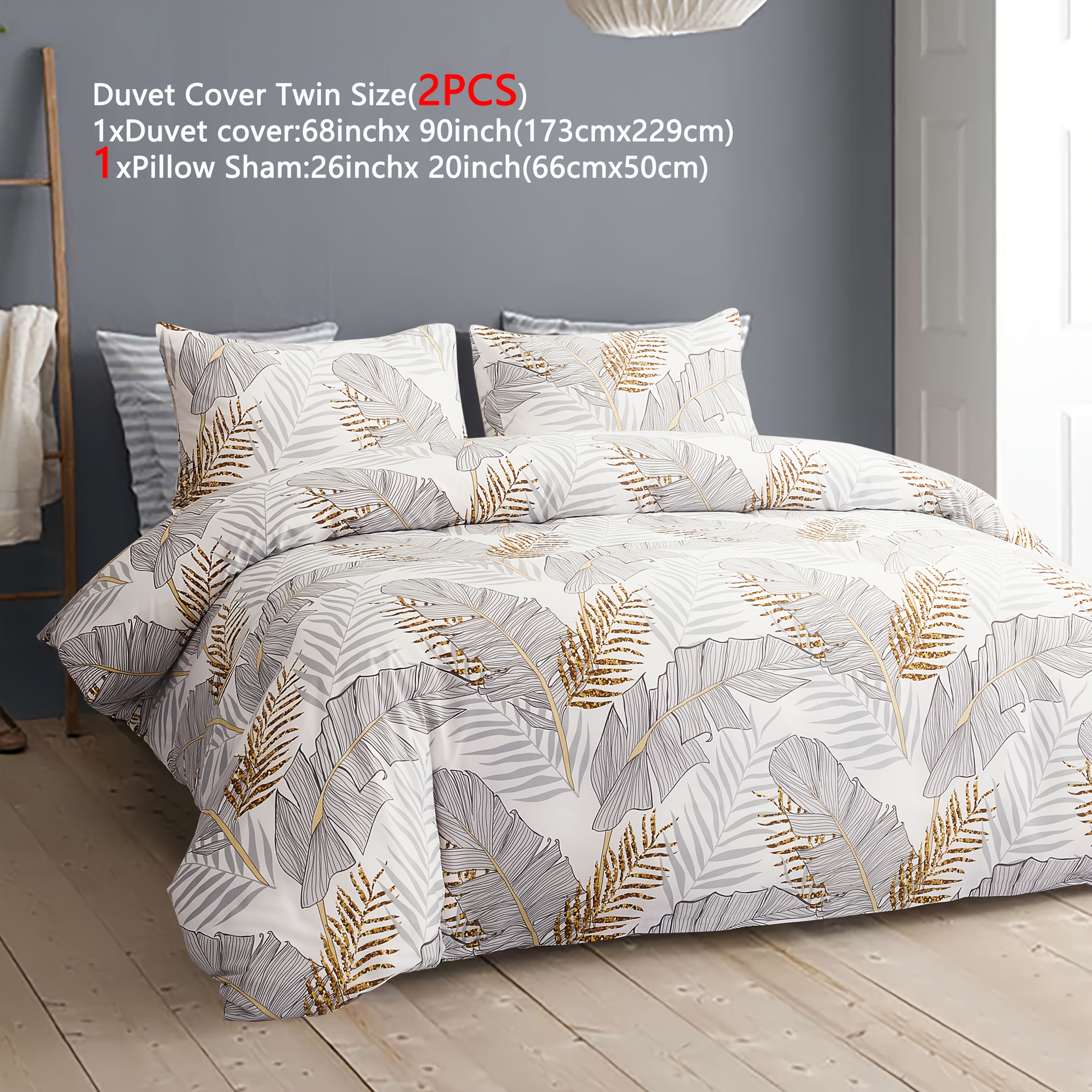 Twin Size Duvet Cover Set With 2 Pillow Shams – Pinch Pleat Luxury Microfiber, Zipper Closure, Machine Washable