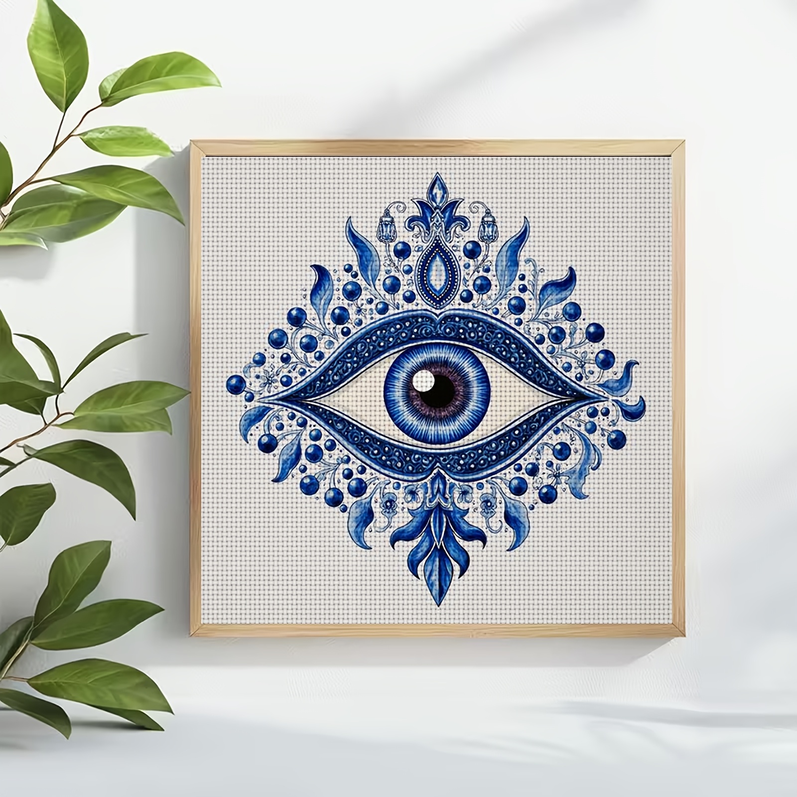Cross Stitch Kit, Blue Eye Decorative Pattern for Beginners