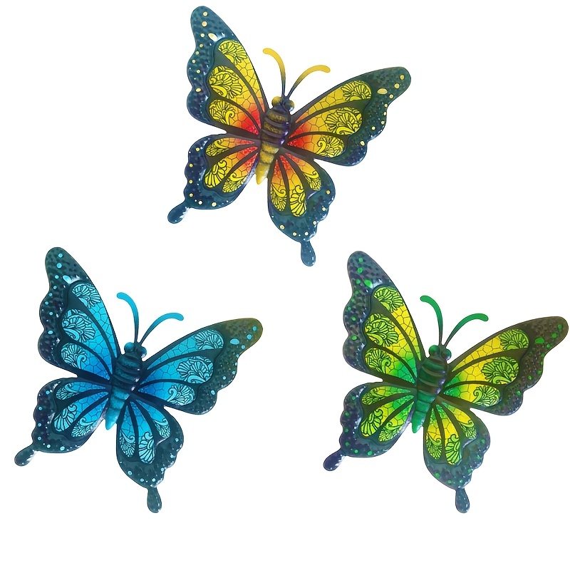 TEMU Set Of 3 Stylish Metal Wall Art, Iron Wall Sculptures For Hanging, Seasonal Decor For Spring And Summer, Garden Ornaments For Home, Yard, Fence,