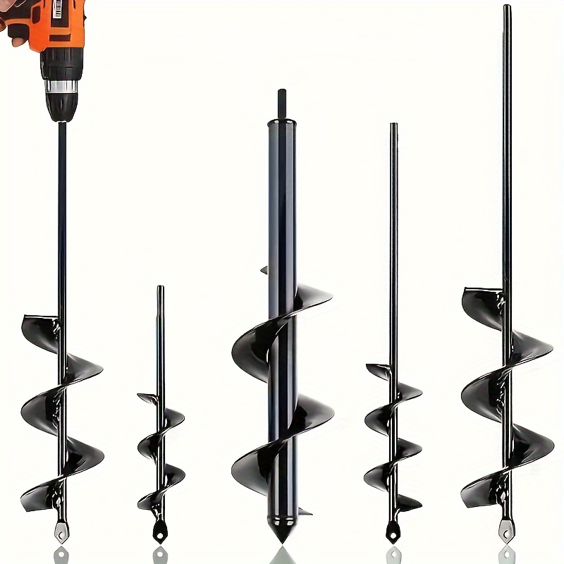 

4-pack Carbide Auger Bits Set For , Garden Ground Drill Bits, Hex Shank 3/8" Drive Pillar Hole Excavator, Bulb Digging, Rapid Planter Tools, Sizes 1.6"x8.67", 2"x14.56", 2.6"x16.53", 3.54"x15.7