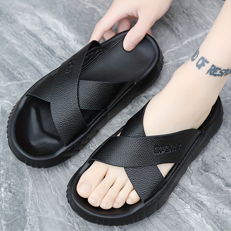 mens summer slide sandals casual thick sole beach slippers breathable comfortable eva material open toe design for outdoor daily wear and casual attire summer sandal details 3