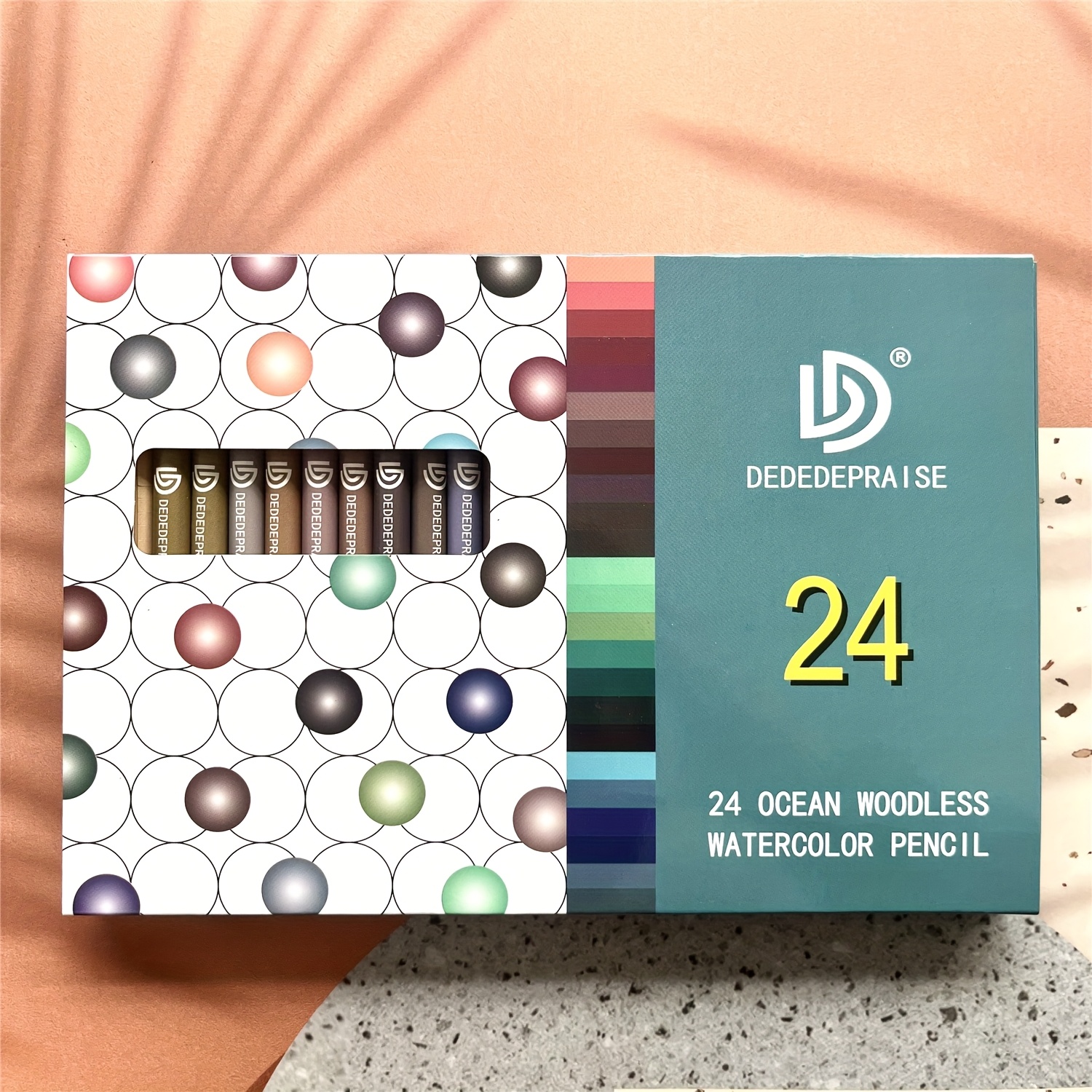 Image of Dededepraise 24 Ocean Watercolor Pencil. , No Wood. Colored 24-pencil Set. Dark, Vintage, Morandi Color. Assorted Colored Pencils