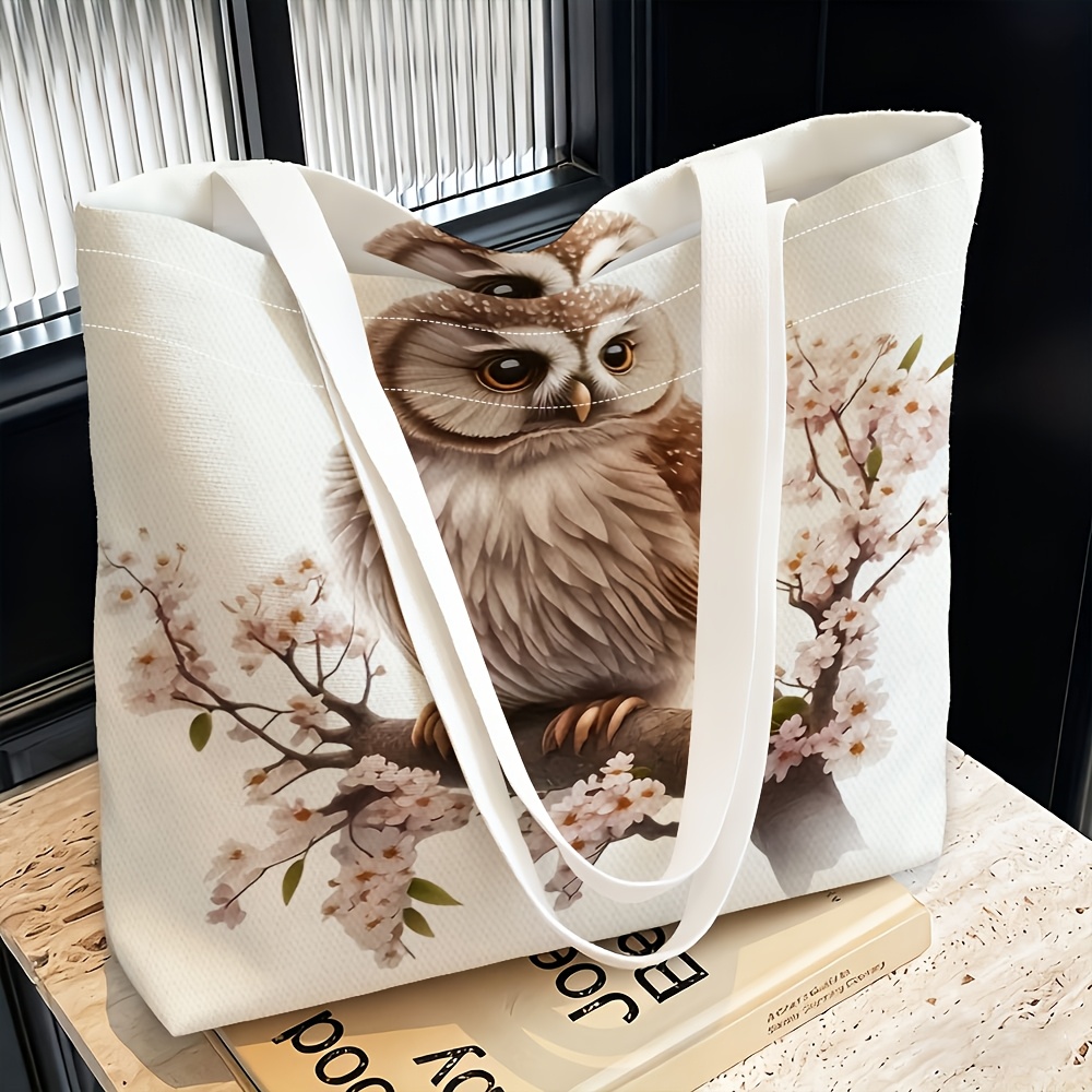 TEMU 1pc, Owl Cherry Themed Women's Shoulder Bag, Multi-functional And Versatile, Handbag, Clutch, Evening Bag, Travel Essential, Fashion Casual,