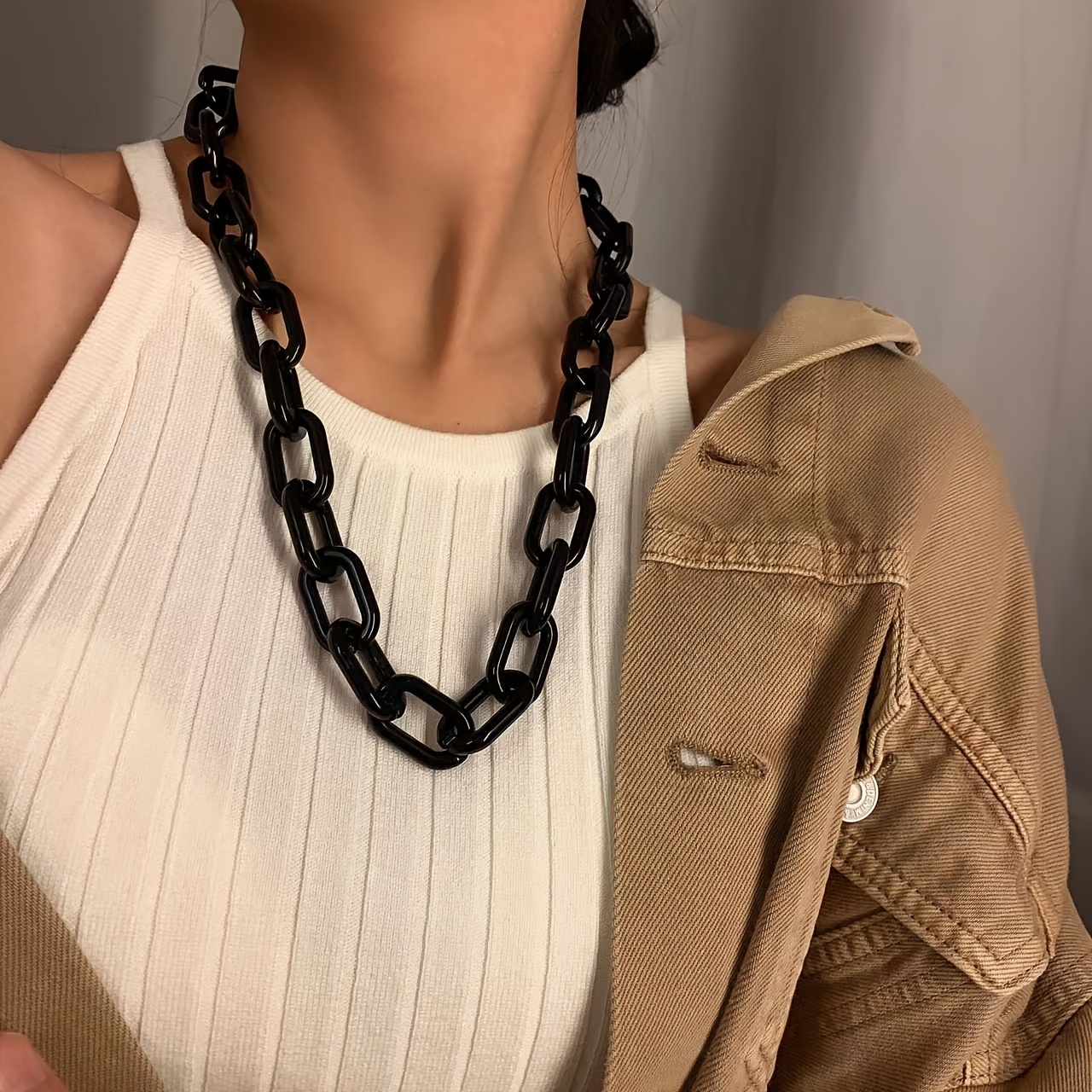Image of Western Cross-border Creative Jewelry, Punk Hip-hop Clavicle Chain Necklace, Individual All-match Chain Acrylic Necklace Women