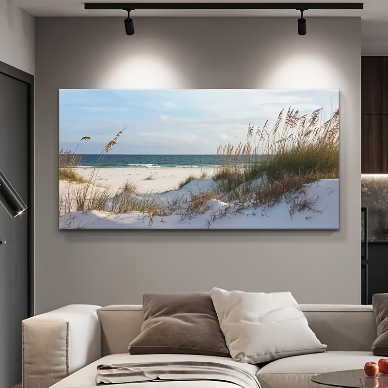 TEMU 2d Flat, 2d Flat, 1pc Beach Scene Frameless Decorative Painting Large Size Canvas Poster Living Room Wall Decoration Bedroom Dining Room Office