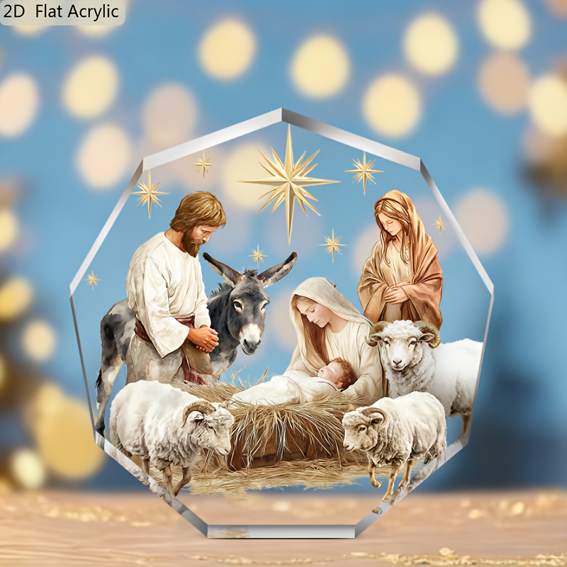 TEMU 2d Flat, 1pc Easter Nativity Scenes Acrylic Decor, Easter Gifts For , Decorative Signs And Plaques, Living Room Party Festival Decorations