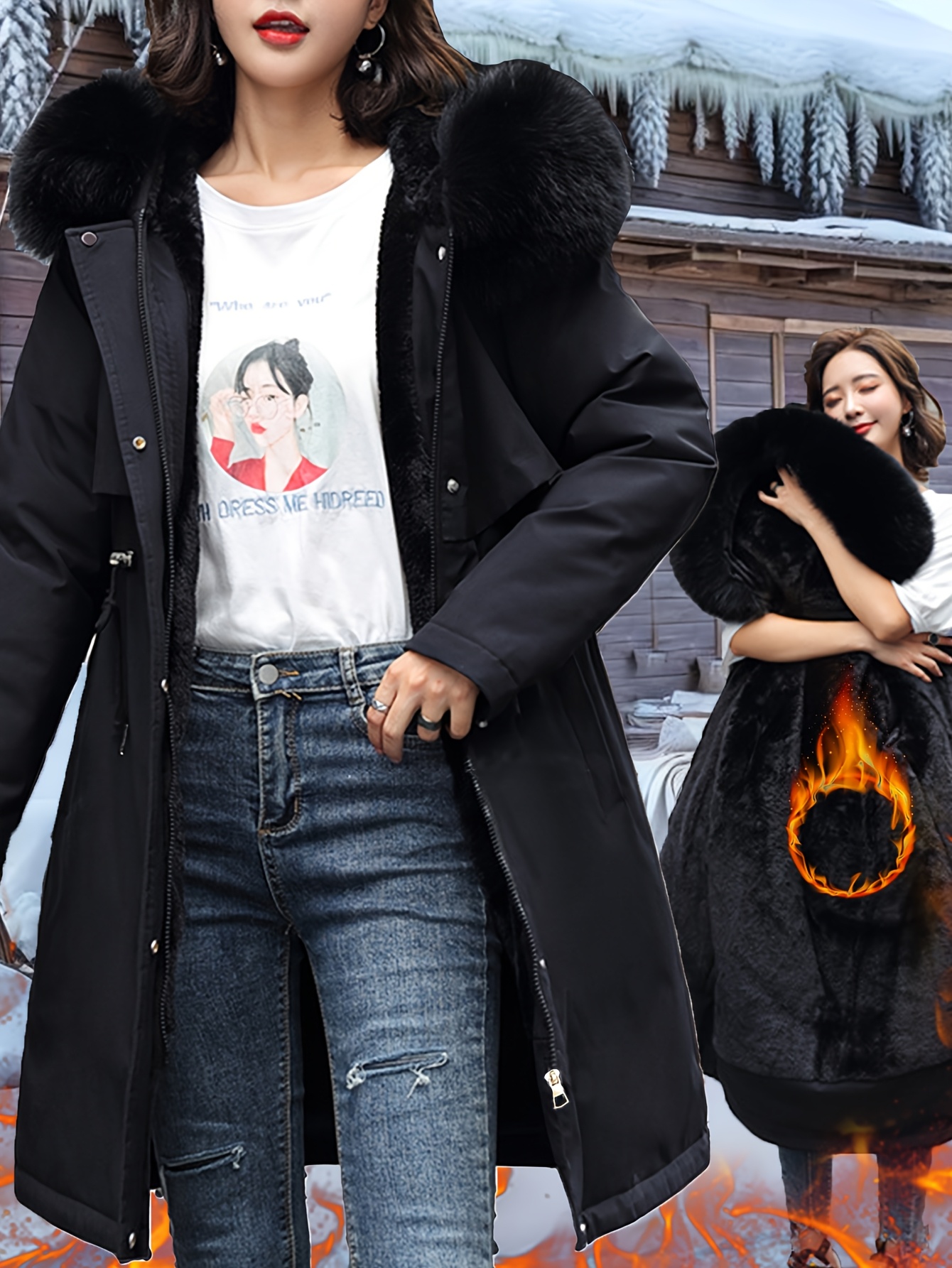 womens elegant winter coat long formal everyday outerwear Temu Oman