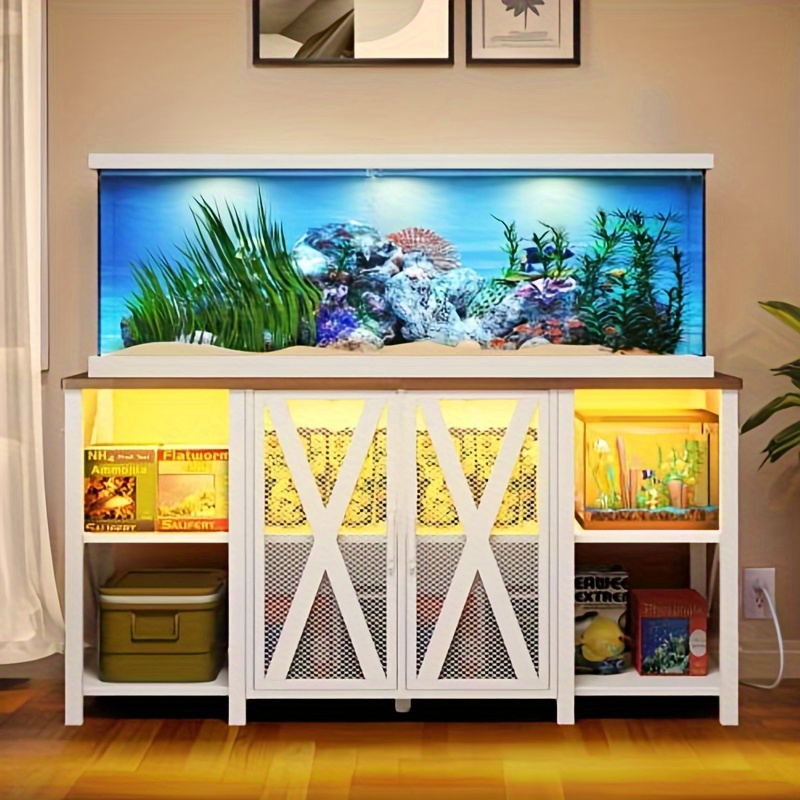 Gardnfun Heavy Duty Metal Aquarium Stand With Power Outlets And Led 