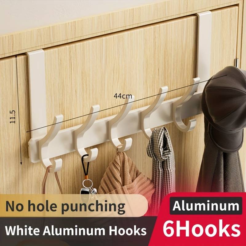1pc Over Door Hook Wall Mount Hanger Clothes Rack Wall-Mounted No Drill Kitchen Bathroom Trace Storage Organizer Clothes Rack 0
