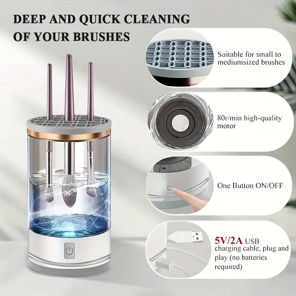 usb rechargeable electric makeup brush cleaner quick   deep cleaning machine for all brush types portable design ideal for   use   tools gift for women friends details 5