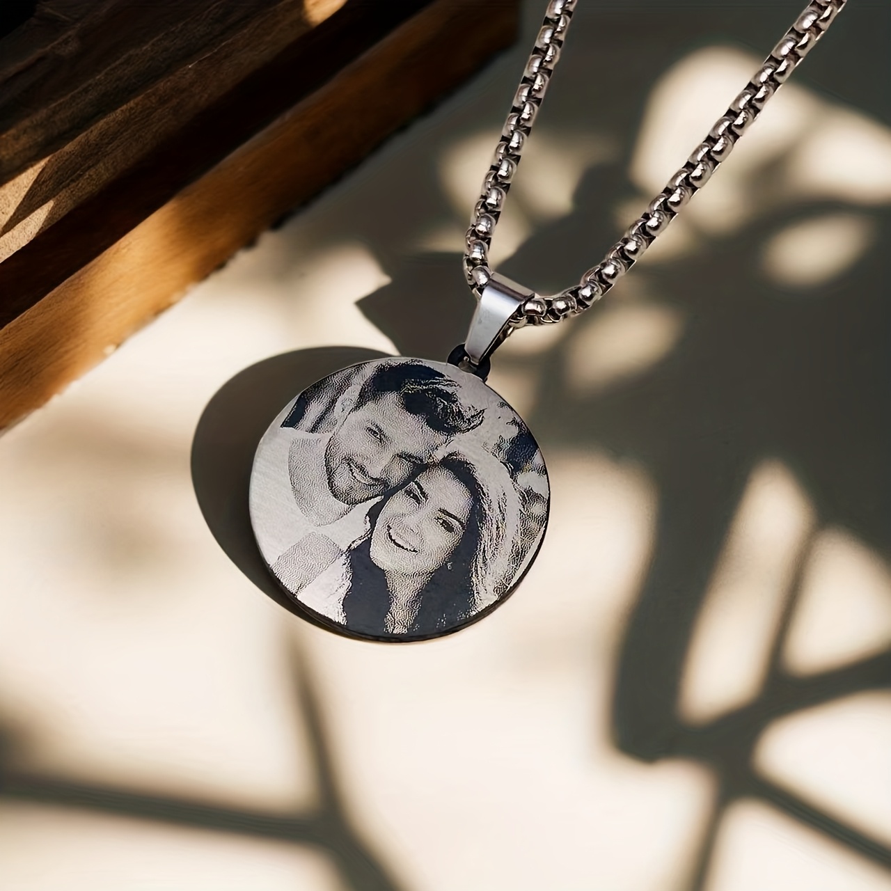 Image of Custom-' Fashion Necklaces, Customizable With Photos, Logos, Or Logo. Choose Round Or Square Shapes To Capture A Beautiful Moment