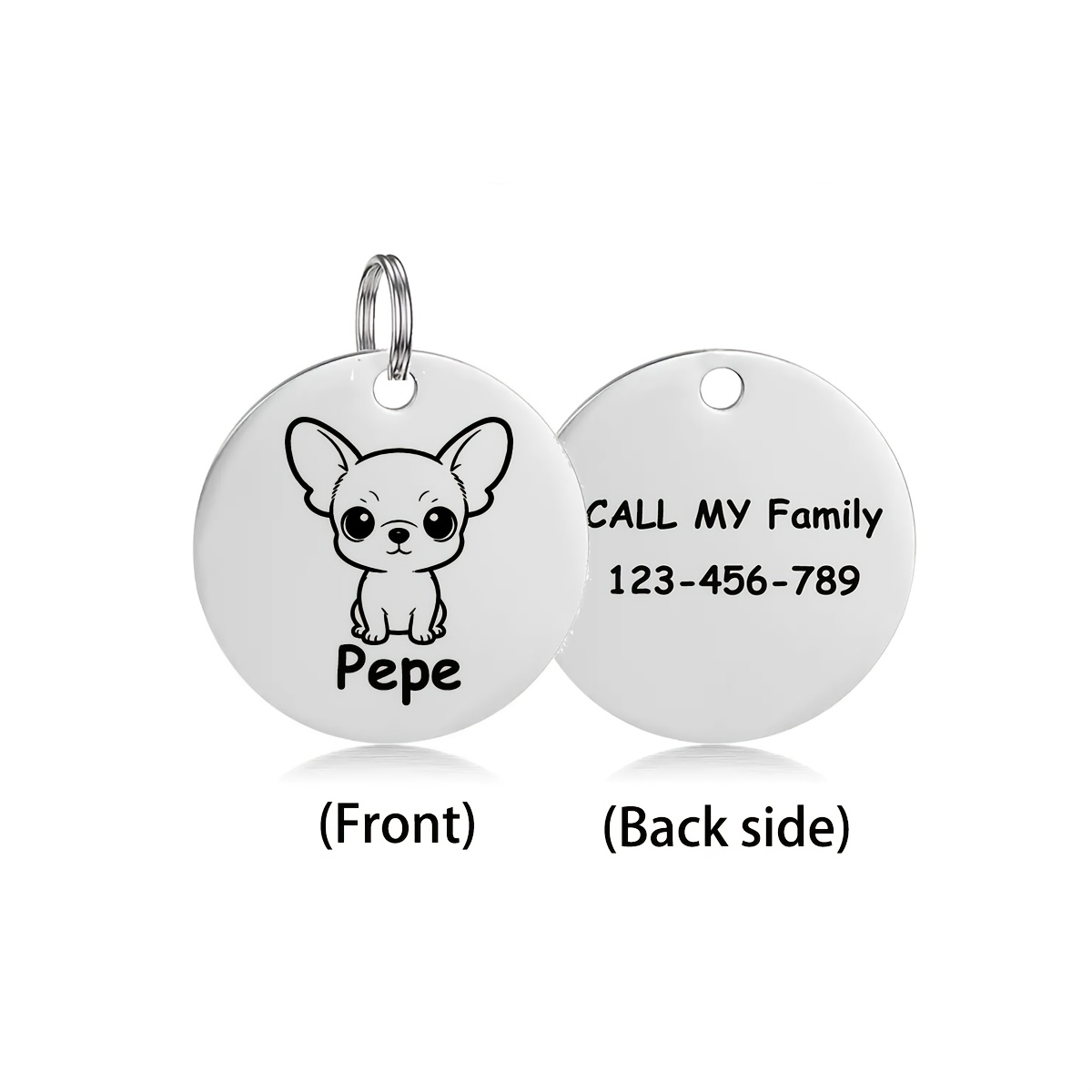 TEMU Customized Pet Accessories Dog Tags, Circular Dog Tags, Small Dog Patterns, Engraved Names And Contact Numbers To Prevent Pets From Losing