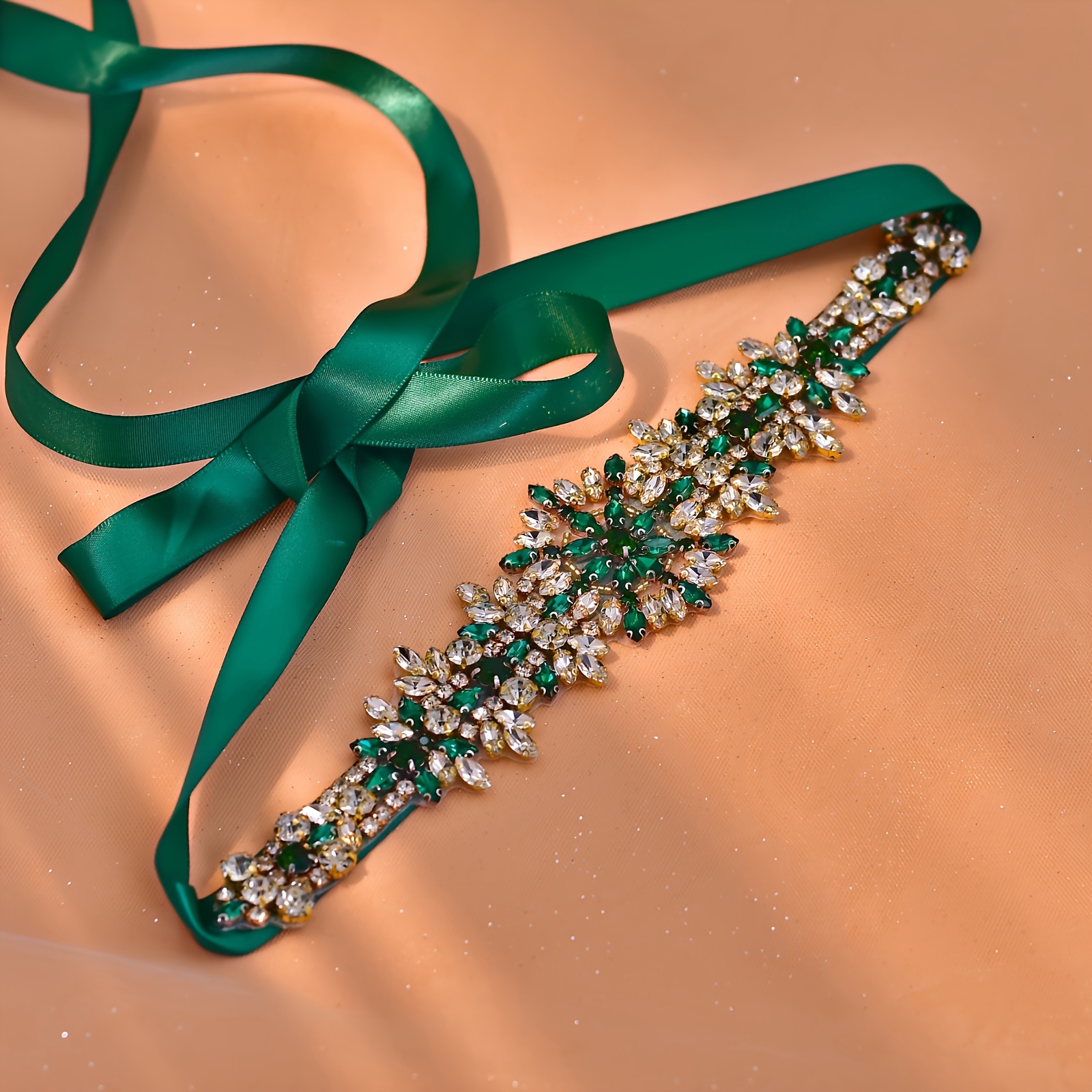 womens wedding belt elegant emerald green sparkling Temu Canada