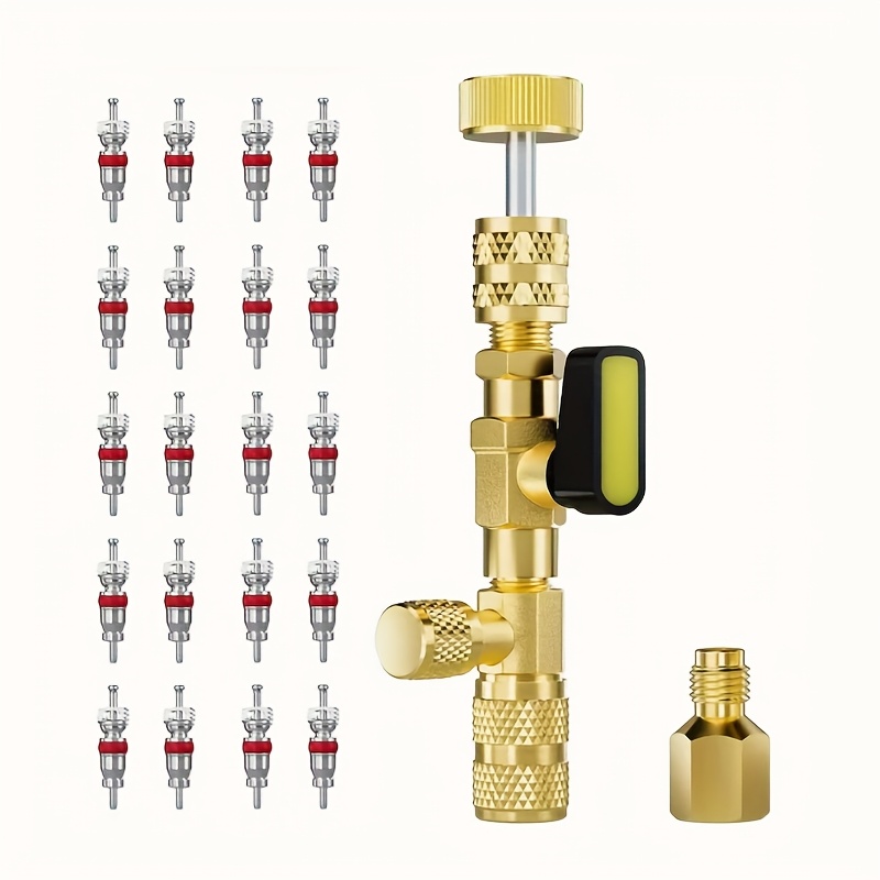 TEMU Pour R410A et R22 Système de climatisation Démontage et installation Noyaux de valve, avec 20 noyaux de valve conçus pour le démontage de noyaux