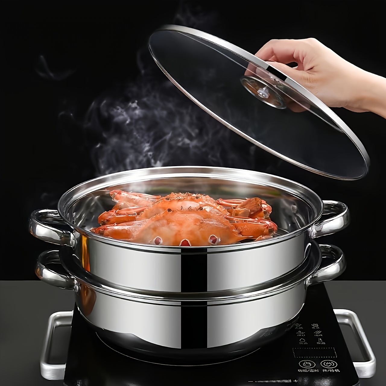 

1pc Stainless Steel Steamer Set, Thickened Double-layer Design, Suitable For Induction Cookers And Gas , Cooking And Entertaining - Ideal For Adult Use.