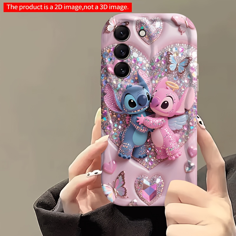 TEMU Funda para teléfono: Plana 2D DISNEY Stitch y abrazándose, personajes de Disney, compatible con for Samsung for Galaxy A05/ A13/ A15/ A16/ A30/