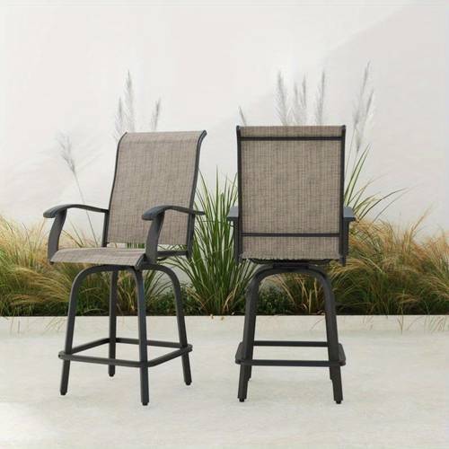outdoor iron swivel bar stools set of 2 with textiline fabric multiple colors