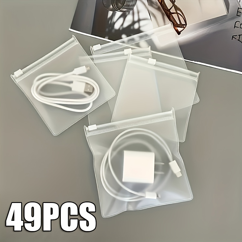 Image of 7/17/27/49pcs Reusable Transparent Zipper Bags With Air Holes - Storage Bags Suitable For Cables, , And Small Additions, Zippered Storage Pouches