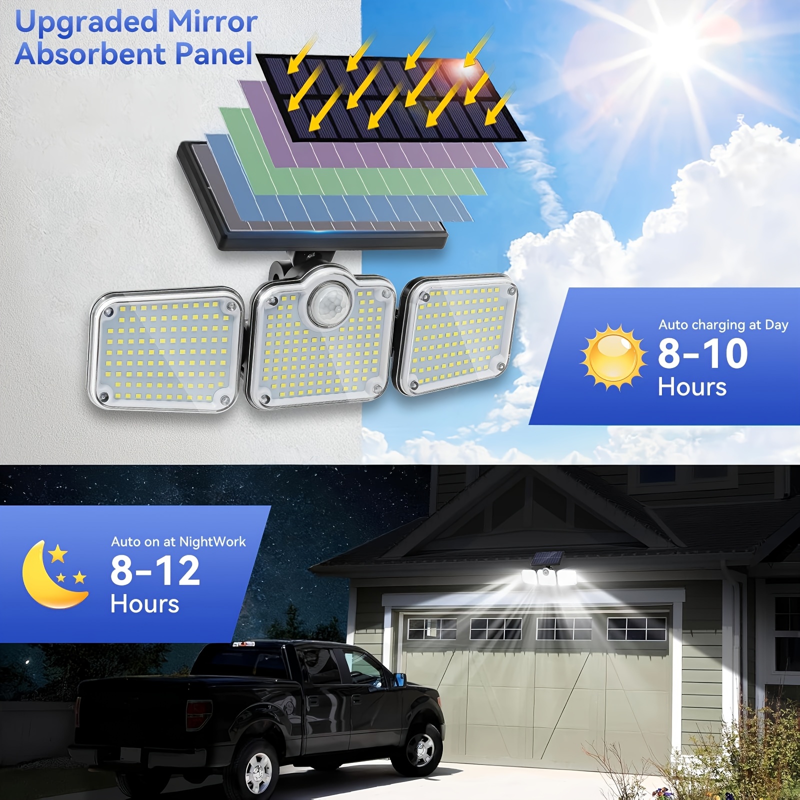 Image of 2/1pc Solar Outdoor Light, Remote Led Wall Light Motion Sensor Flood Light, Outdoor Lamp Ip65, Solar Flood Light With 3 , Security Light For Yard Garage Deck, Wall Lamp Outdoor Light Decor Gift
