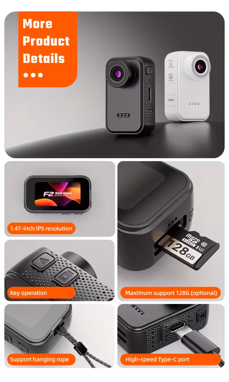 caméra mini corps compatible hd 1080p avec corde magnétique & clip portable - caméra pour cyclisme/vlog, stabilisation , automatique, caméra de poche portable pour cyclisme, vlogging, voyage, air ( carte sd) Détails du produit 6