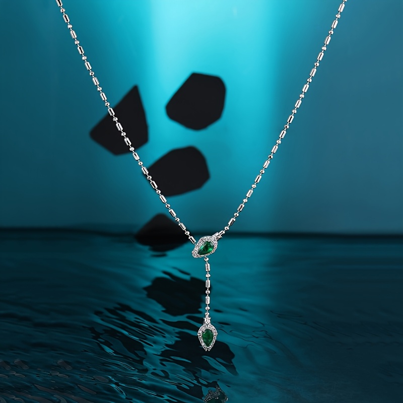 Women's Elegant Copper CZ Snake Head Teardrop Y-Drop Necklace